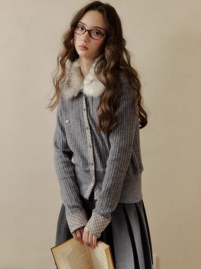 Vintage Check Contrast Knit Sweater