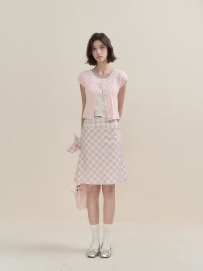 Pink &amp; Blue Plaid A-line Skirt 