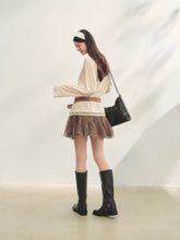 Lace Panel Animal Print Long-Sleeve Tee - CHINASQUAD