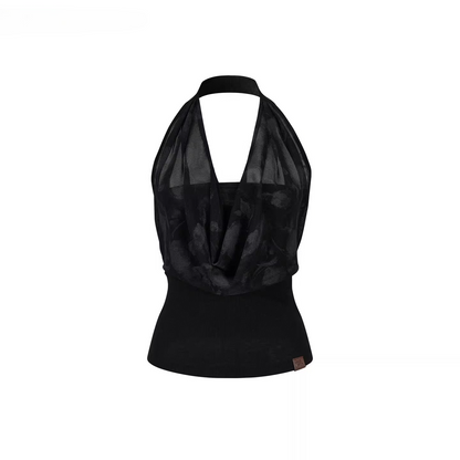 Draped Cowl Neck Halter Slim Tank Top