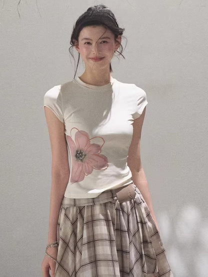 Slim-Fit Floral Print Short-Sleeve T-Shirt