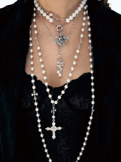 Punk Angel Heart Pearl Necklace