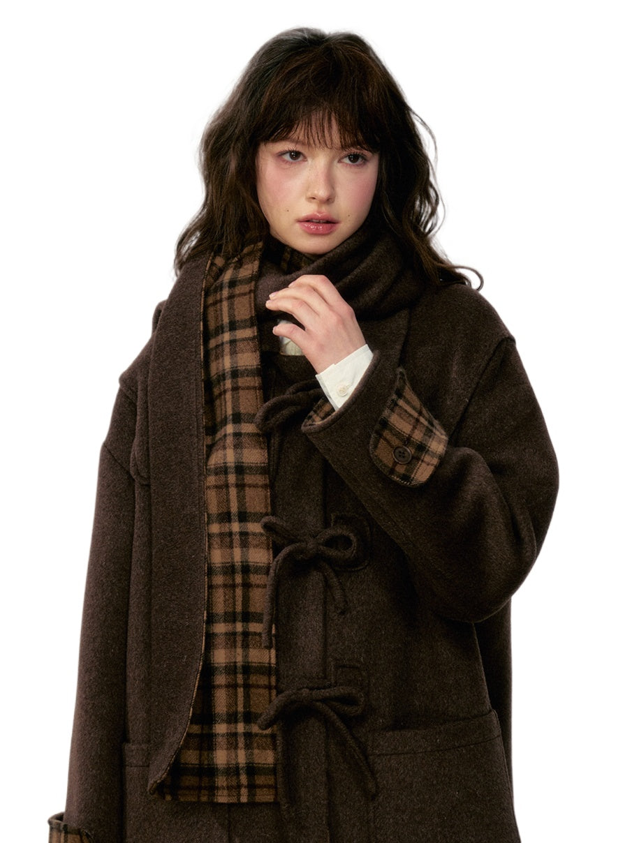 Double-Sided Wool Plaid Scarf