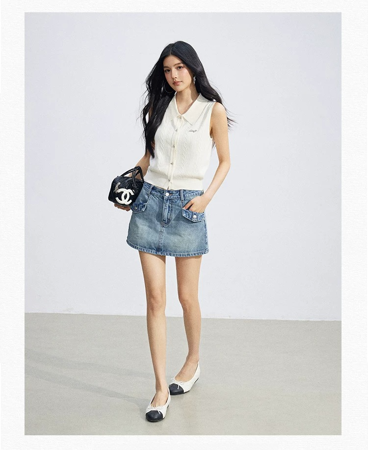 Cooling Touch Sleeveless Polo Knit Cardigan