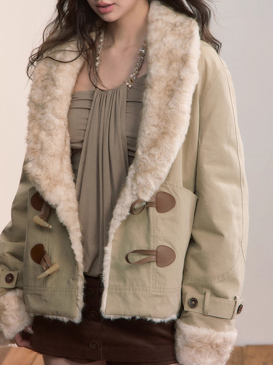 Reversible Faux Fur Toggle Jacket