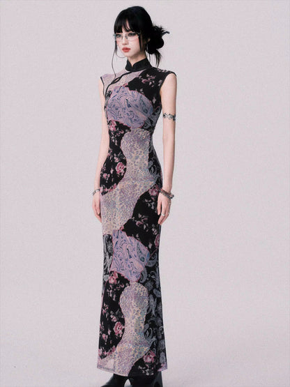 Mesh New Chinese-Style Cheongsam Dress