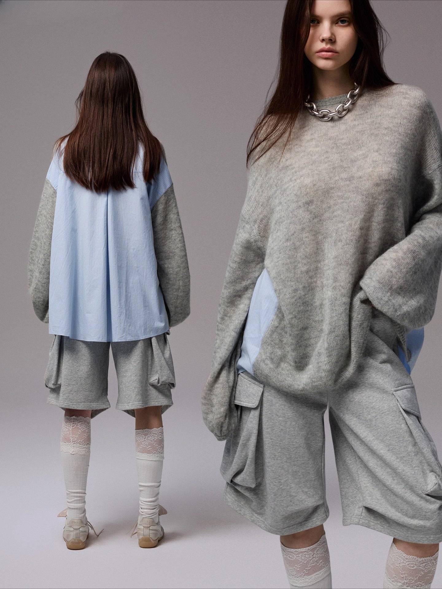 Mohair Panel Knit Sweater