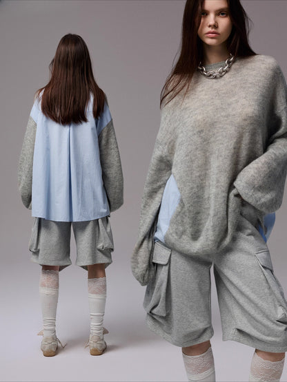 Mohair Panel Knit Sweater