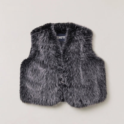 Cross Relic Oversized Faux Fur Vest