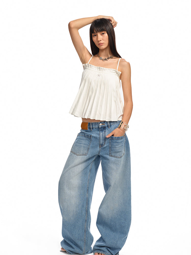 Accordion Pleated A-Line Loose Vest Sling - CHINASQUAD