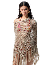 Hollow Out One-Piece Fringed Knit Shrug - CHINASQUAD