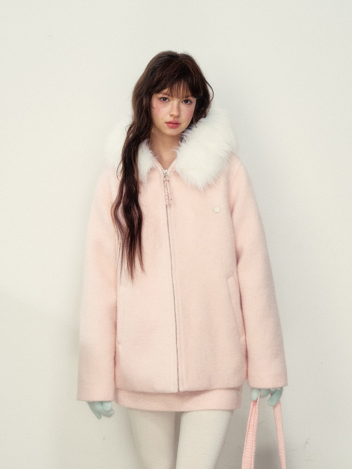 Faux Fur Collar Wool Coat