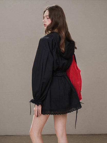 “Reading Time” Cotton Trench &amp; Skirt Set
