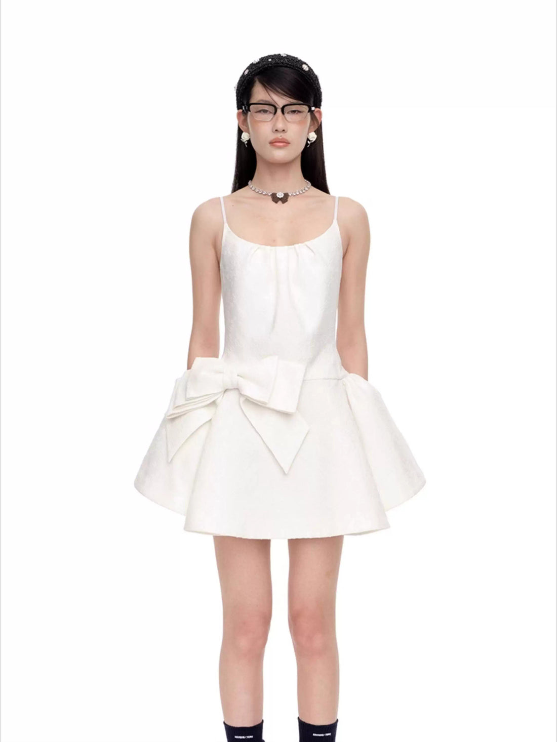 Bow-Detailed Satin-Blend Midi Slip Dress