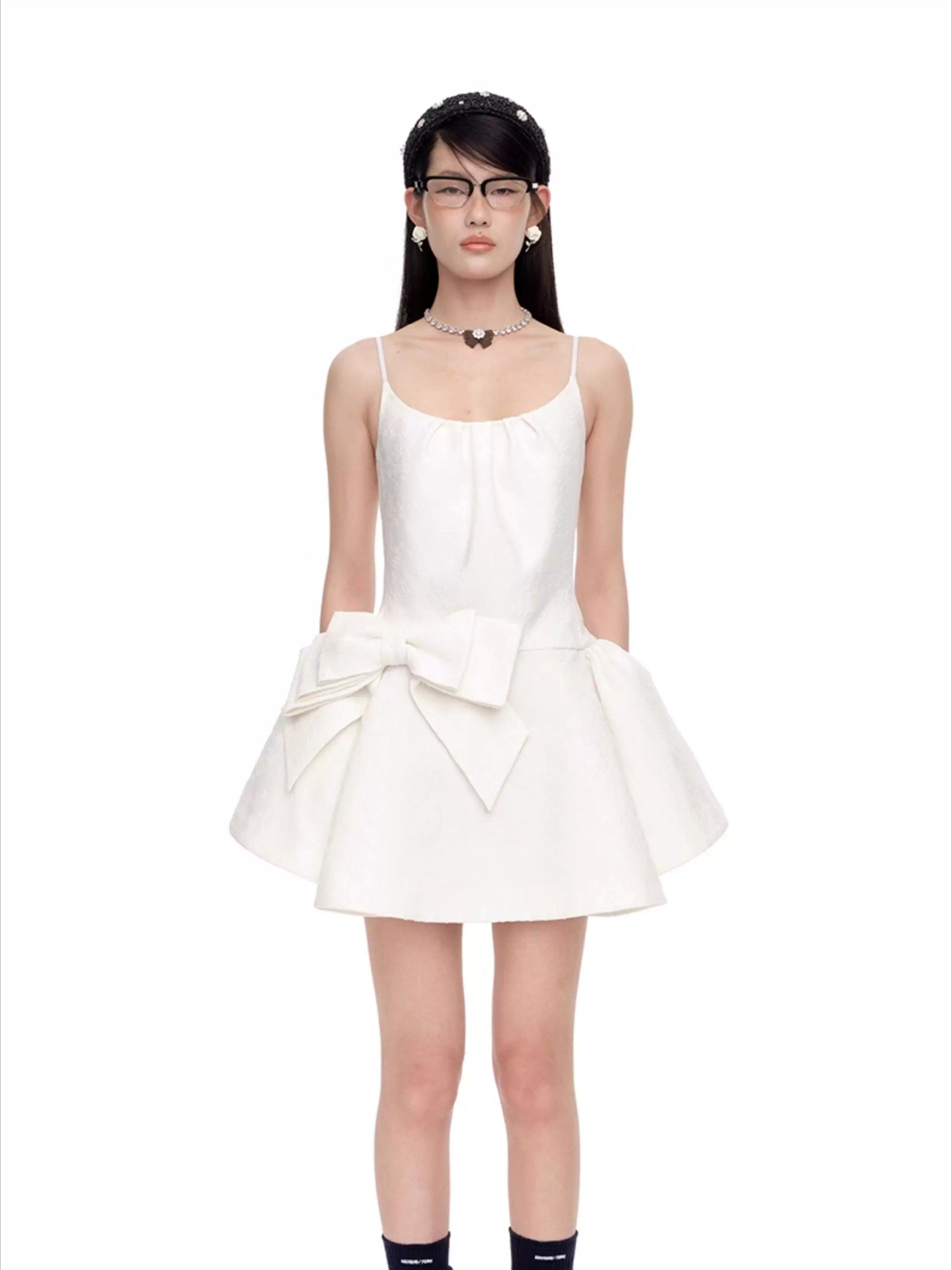 Bow-Detailed Satin-Blend Midi Slip Dress