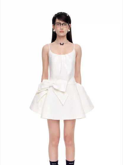 Bow-Detailed Satin-Blend Midi Slip Dress