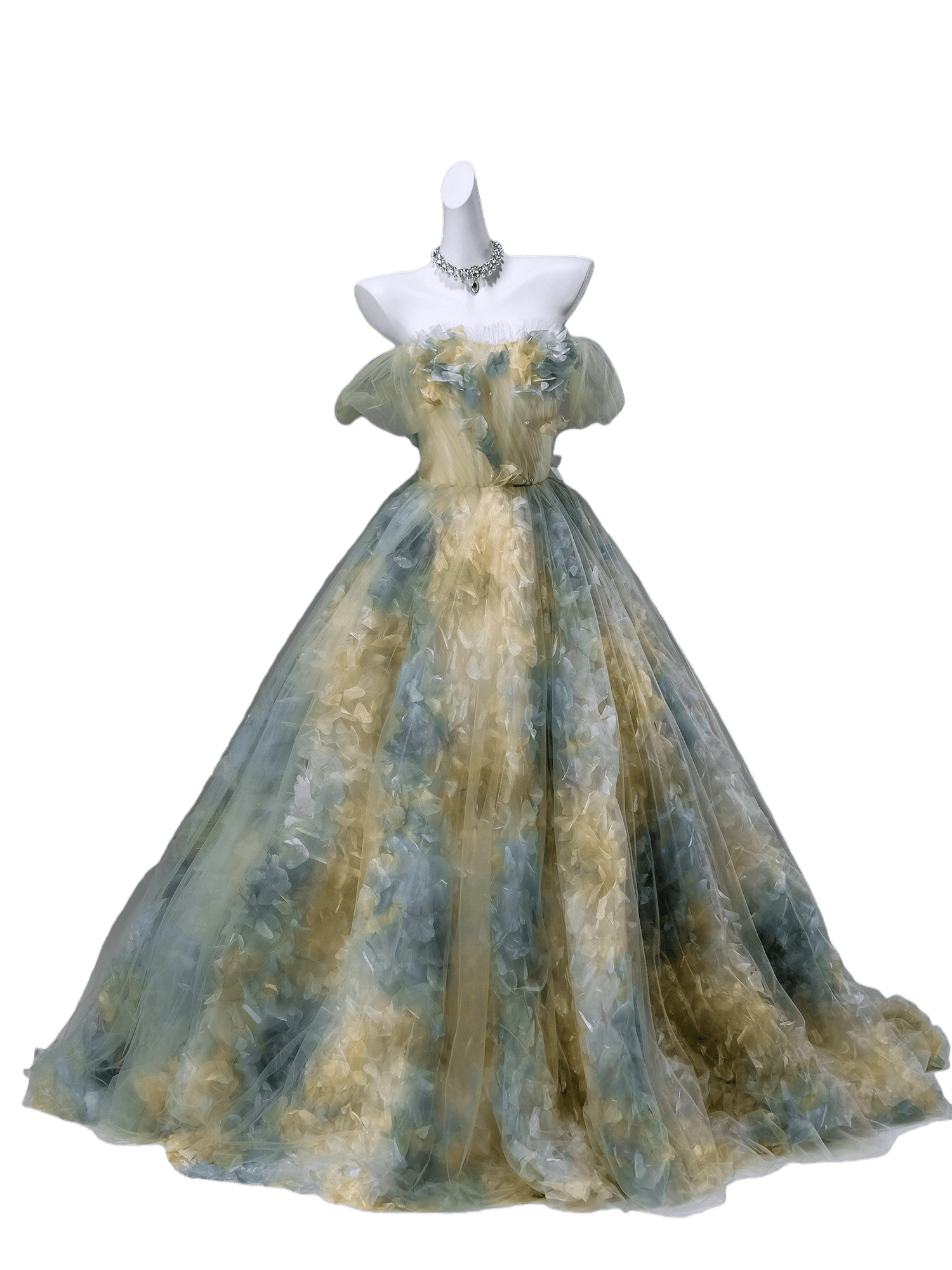 Coral Whisper Ethereal Tulle Couture Gown