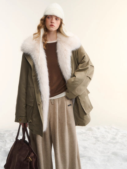 Fur-Trim Padded Utility Parka Jacket