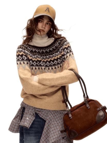 Wool-Blend Fair Isle Knit Sweater