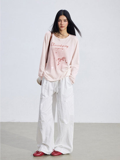 Ruched Utility Wide-Leg Cargo Pants