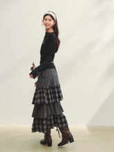 Plaid Patchwork Lace Waist Layered Cake Skirt - CHINASQUAD