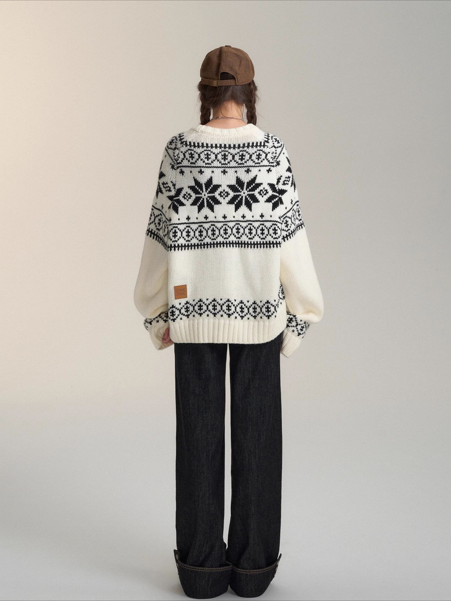 Fair Isle White Jacquard Sweater