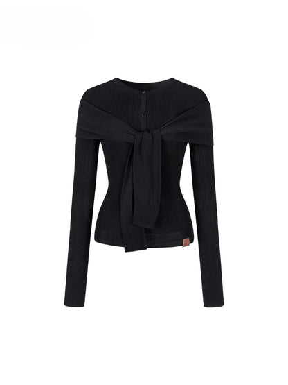 Two-Way Wear Knit Cardigan with Scarf Shawl - CHINASQUAD