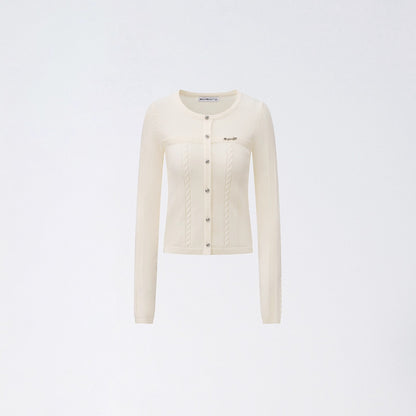 Dual-Layer Cable-Knit Long-Sleeve Turtleneck