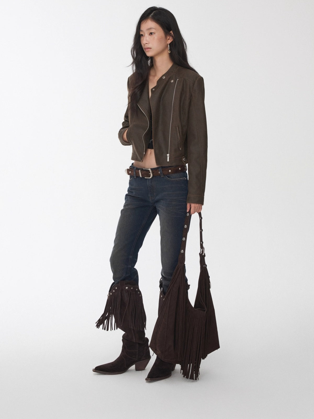Vintage Cracked Leather Moto Jacket