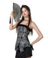 Black Petal Off-Shoulder Patchwork Top - CHINASQUAD