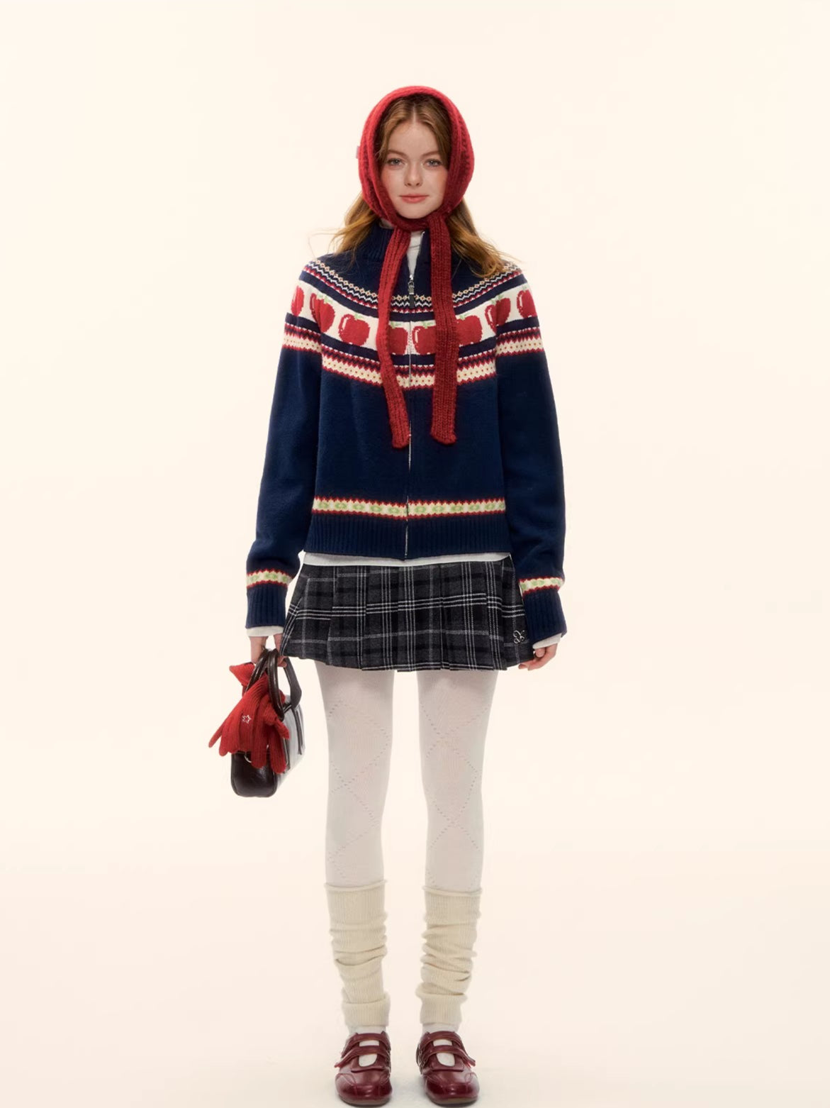 Vintage Red Plaid Wool-Blend Mini Skirt