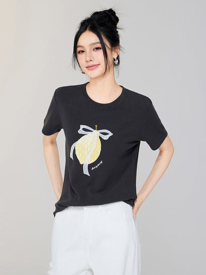 Bow-tied Fruit Regular Shoulder T-shirt