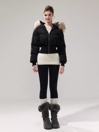 Retro Hourglass Waist Cotton Puffer Jacket