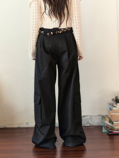 Loose-fitting Straight-leg Pants with Large Pockets