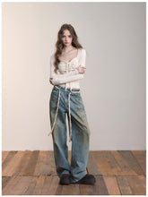 Heavy-Duty Distressed Wide-Leg Jeans - CHINASQUAD