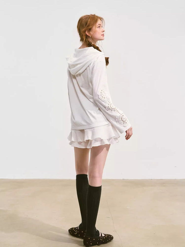 White Lace Hooded Cooling T-shirt