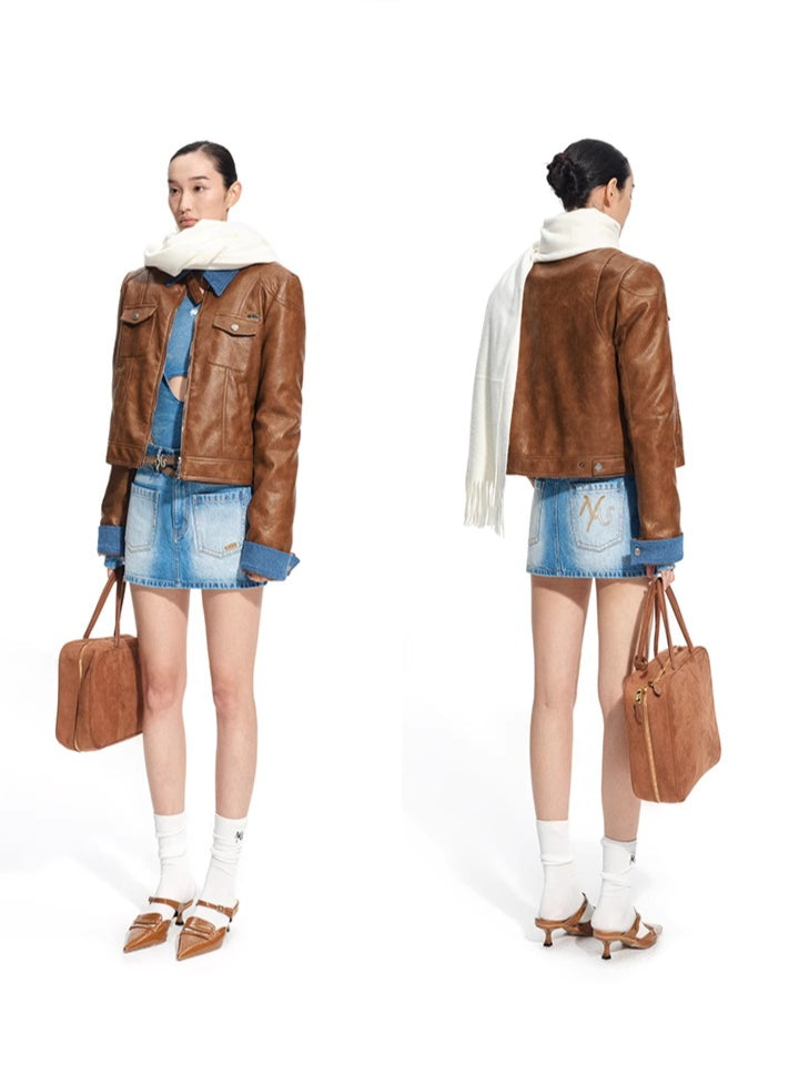 &quot;Rose Series&quot; Faux Shearling PU Leather Jacket