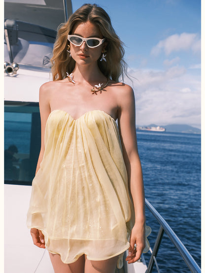Thiri Chiffon Tube Top Dress - CHINASQUAD