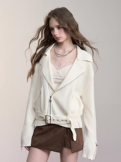 Heavy-Duty Metal Zipper Knit Jacket