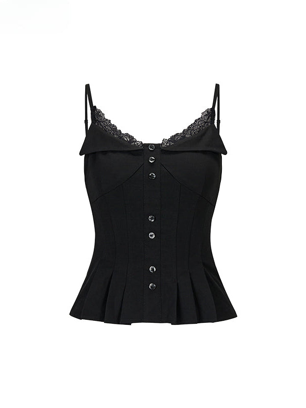 Black Lace Paneling Camisole