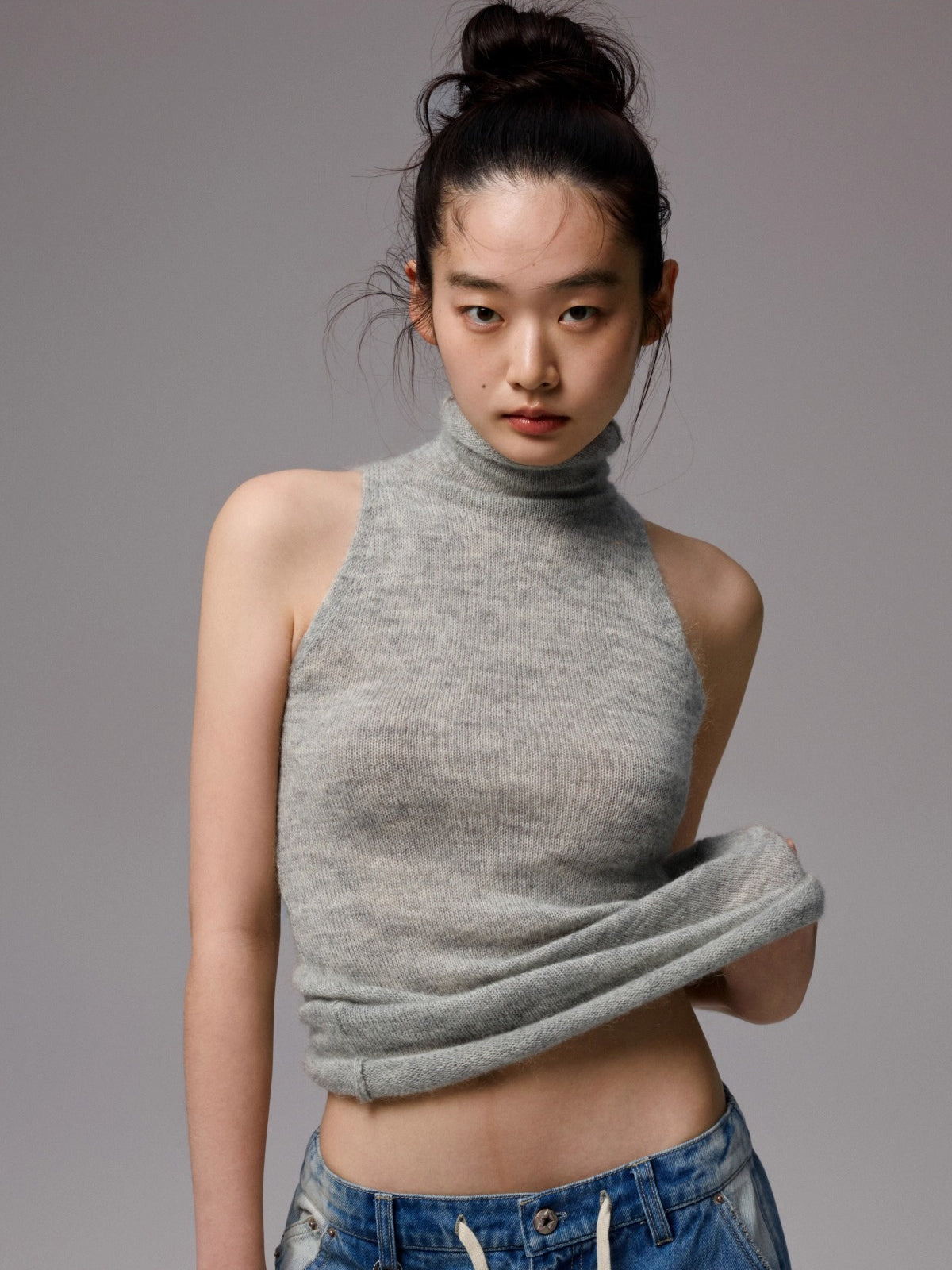 Mohair Sleeveless Turtleneck