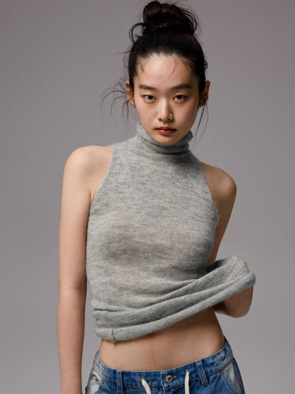 Mohair Sleeveless Turtleneck