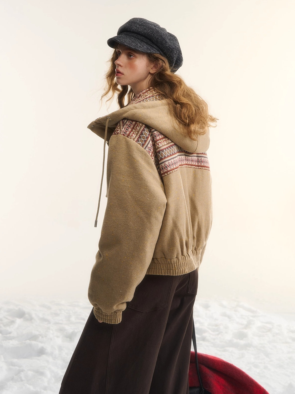 Wool-Blend Hooded Down Jacket