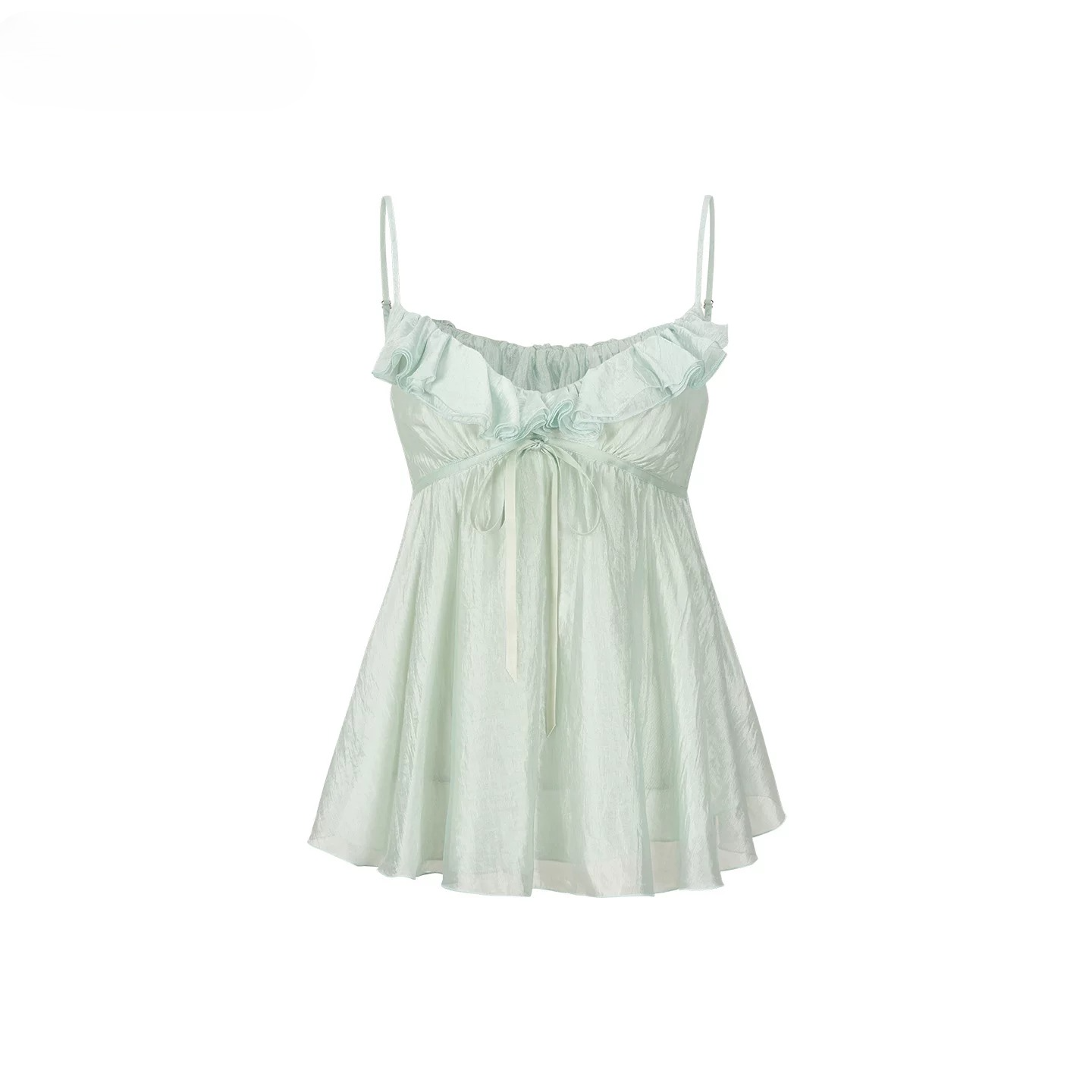 Ruffled Trim Acetate Slim-Fit Camisole