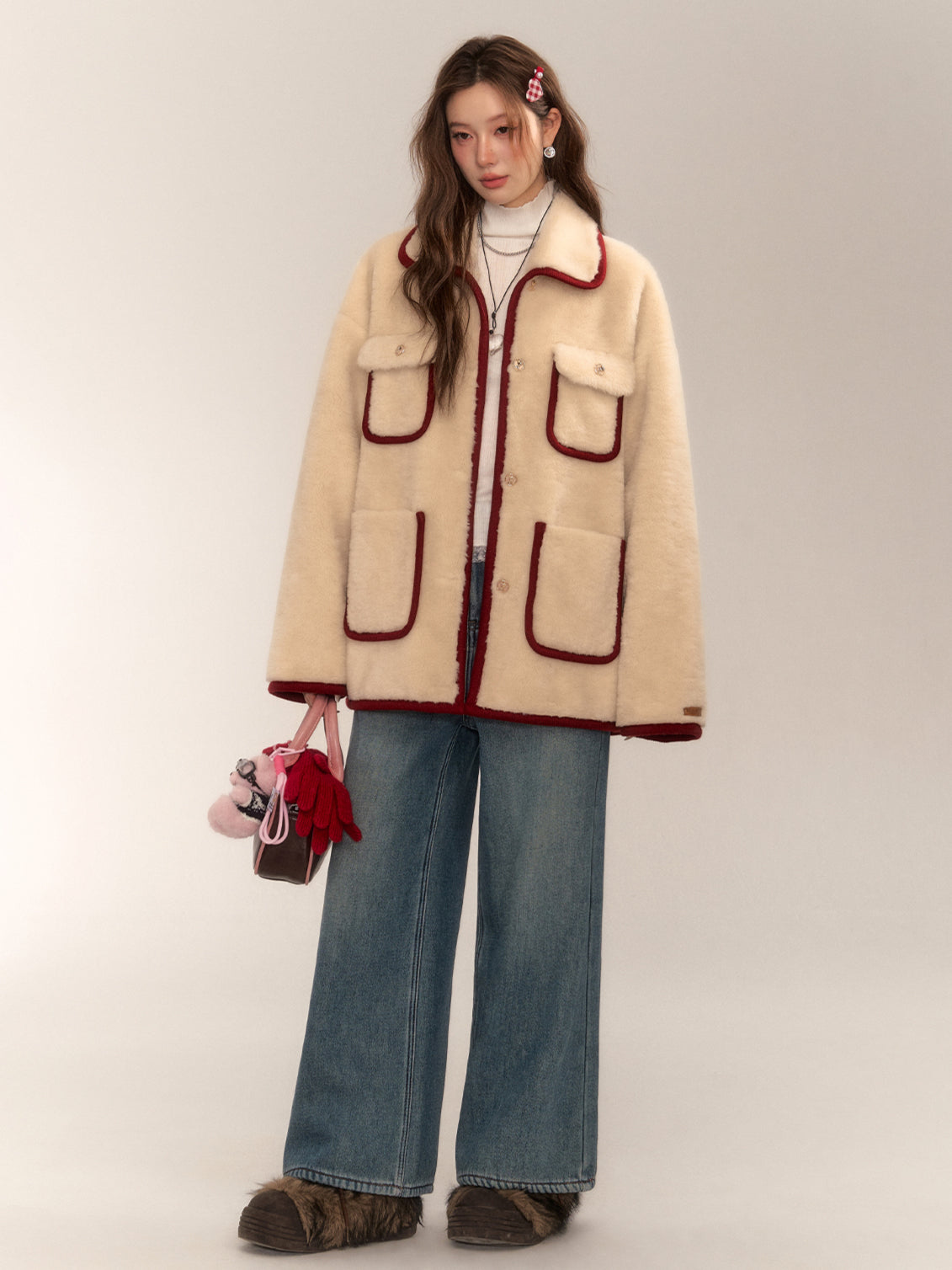 Vintage Sweet Shearling Wool Coat