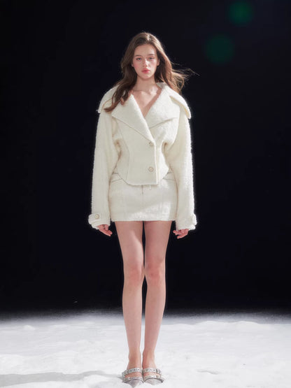 Waist-Cinched Wool Jacket &amp; Midi Skirt Set