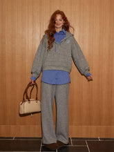 Three-Piece Set Plaid Patchwork Layered Sweatshirt & Bottom Set - CHINASQUAD