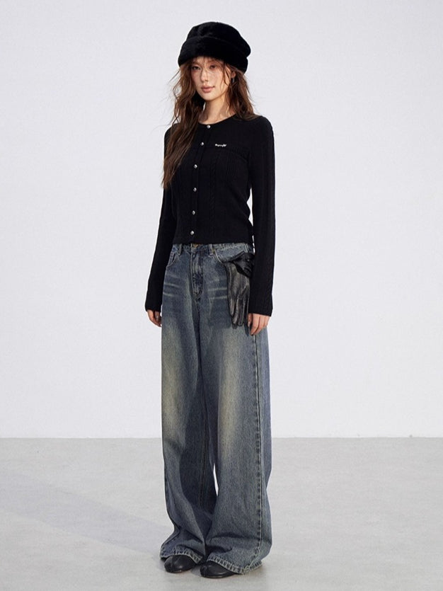 Dual-Layer Cable-Knit Long-Sleeve Turtleneck