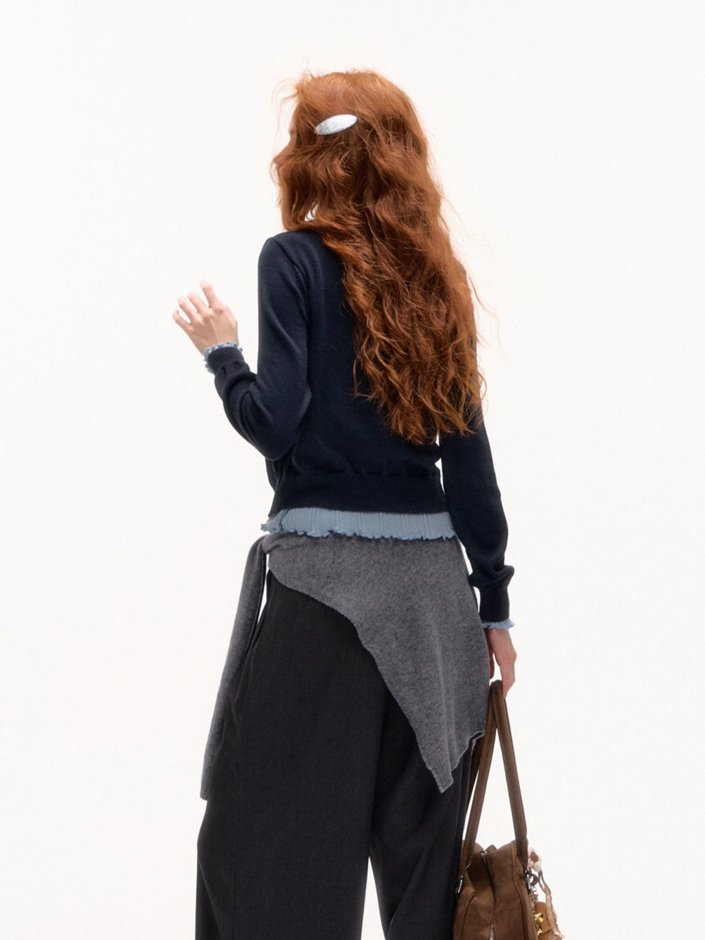 Solid Knit Tie-Up Shoulder Cape Scarf