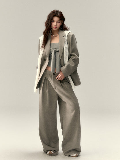 Extra-Long Thick Wool Tailored Pants